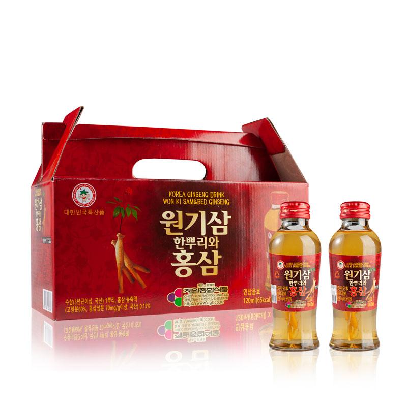 Nước Hồng Sâm Có Củ Won Ki Sam (120 ml x 10 chai)