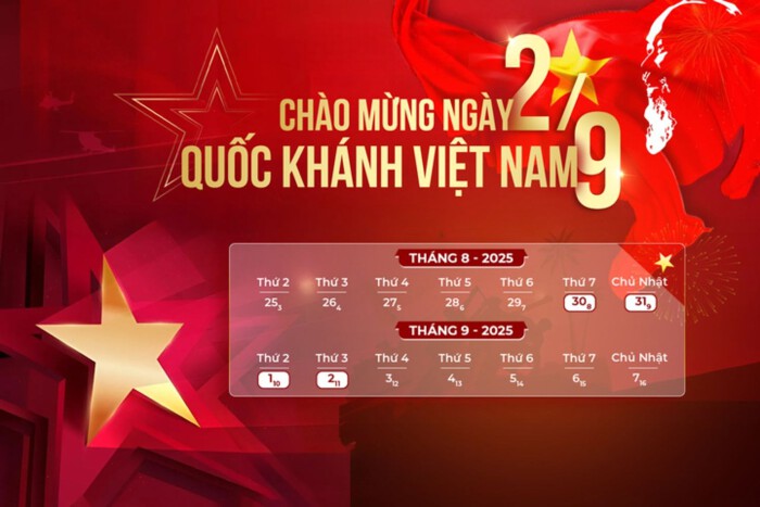 LỊCH NGHỈ LỄ QUỐC KHÁNH 2025